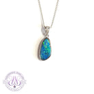 14kt White Gold Opal doublet 1.7ct and diamond pendant