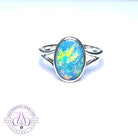 14kt White Gold split band Black Opal doublet 2.73ct ring