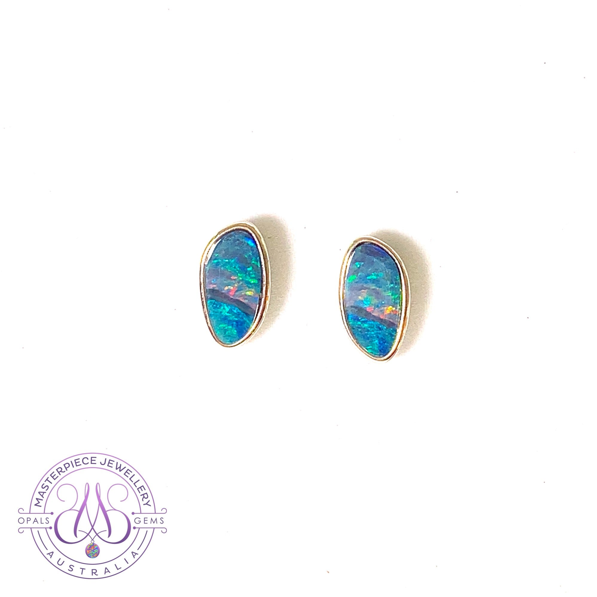 Sterling Silver Opal doublet studs 11.3x6mm