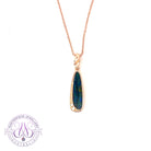 Rose Gold plated Sterling Silver Opal doublet long thin drop pendant