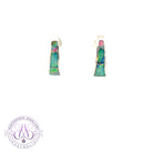 Sterling Silver Opal inlay drop style stud teal Pink 