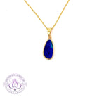 Gold Plated Sterling Silver Deep Blue Opal doublet pendant 