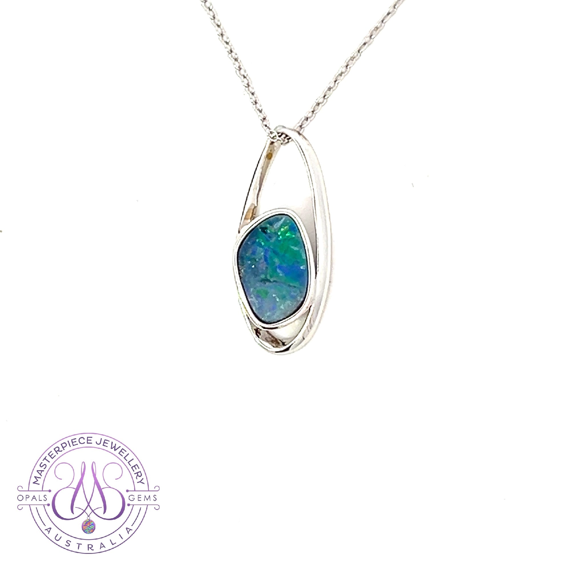 Sterling Silver Opal doublet 12x8mm pendant