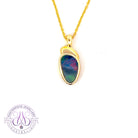 Gold Plated Sterling Silver Red Green Opal doublet pendant