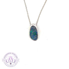 Sterling Silver Opal doublet and cz pendant