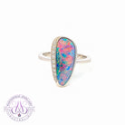 Sterling Silver Opal Fire Doublet and cubic zirconia ring