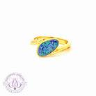 Gold Plated Sterling Silver cross over style Opal doublet ring