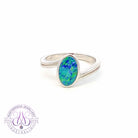 Sterling Silver Oval split shank Oval Opal doublet ring