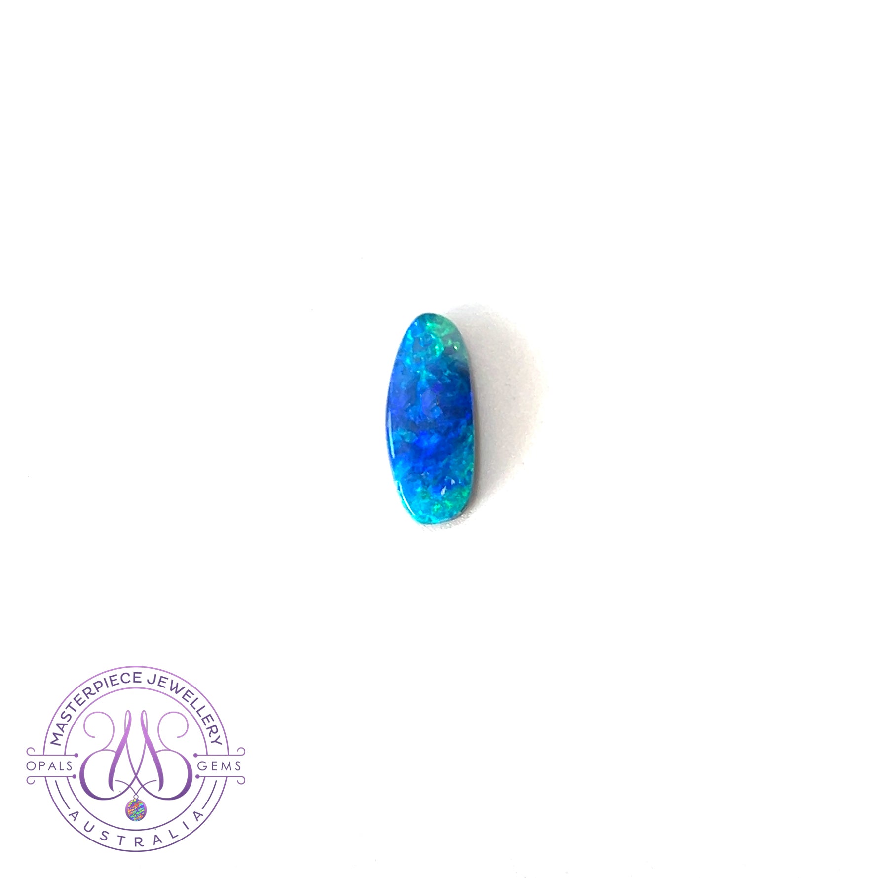 Long dro pshape Blue Green Opal doublet 3.15ct