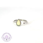 Sterling Silver Pear shape White Opal 8x6mm solitaire ring