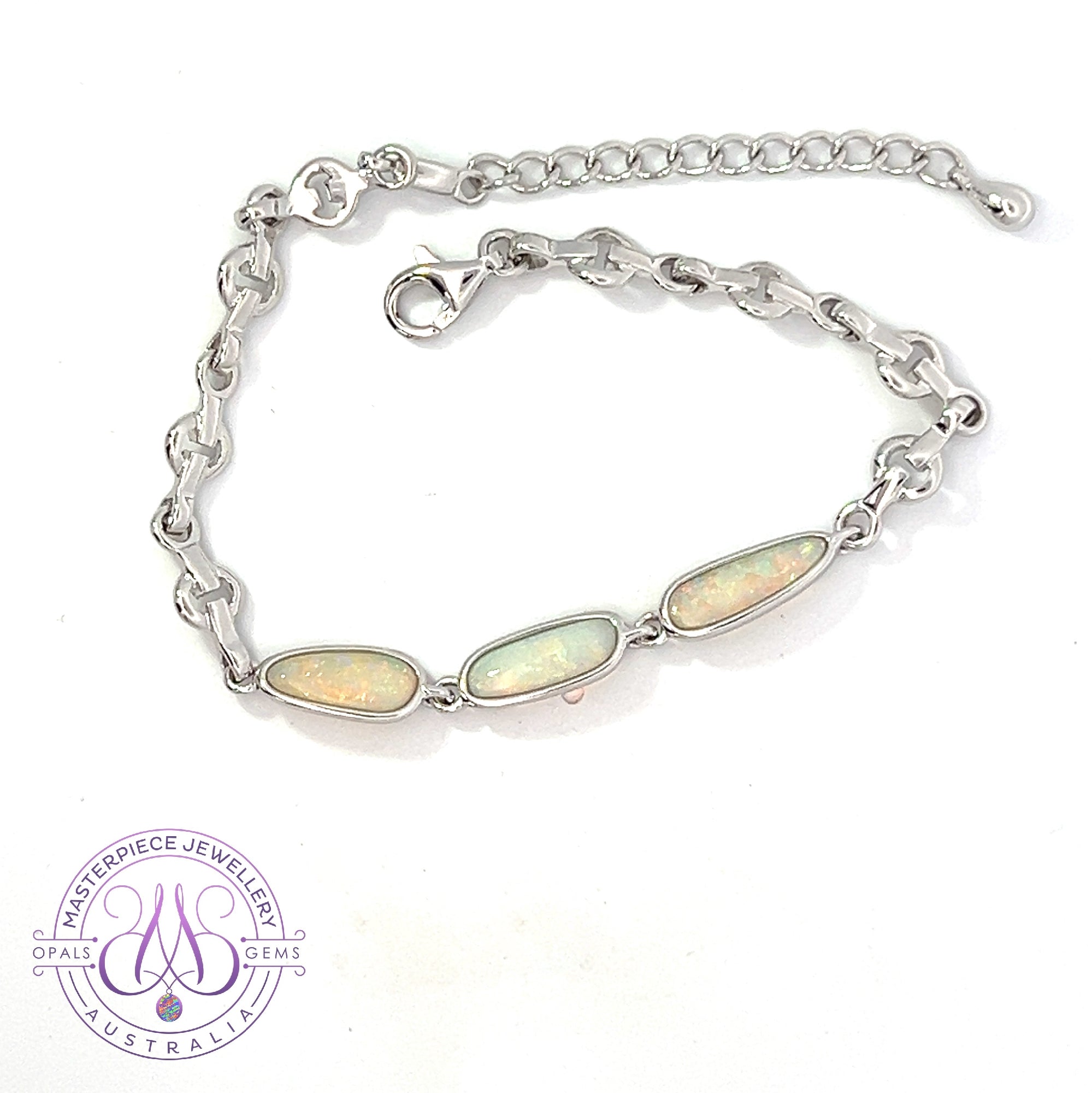 Sterling Silver freeform Light Opal bracelet