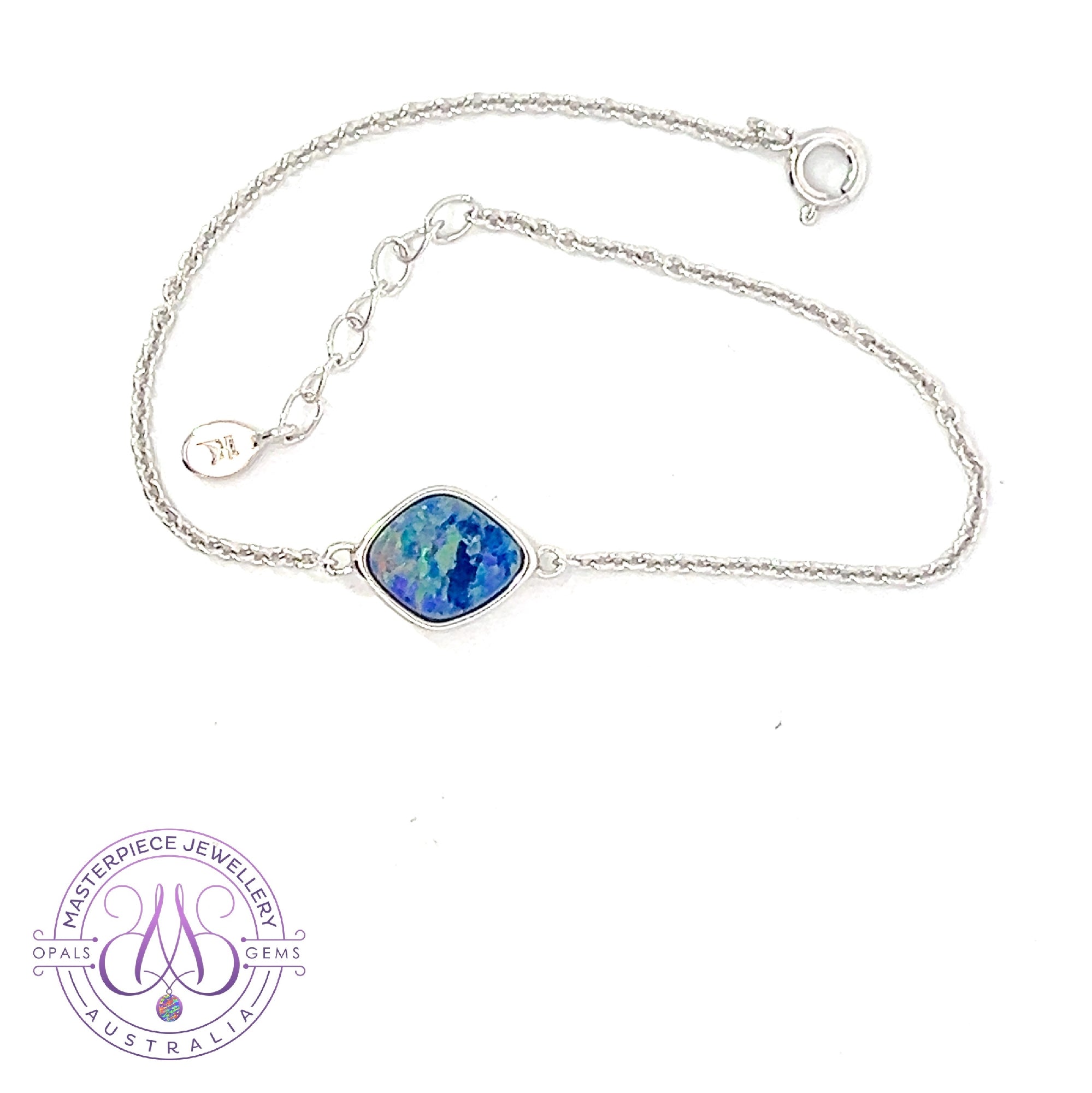 Sterling Silver Solitaire Opal doublet bracelet