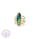 Sterling Silver Two Tone Reef Coral design Ring with Opal and Topaz