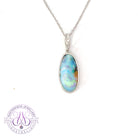 Sterling Silver drop Teal Blue Boulder Opal pendant