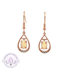 Rose Gold plated Sterling Silver dangling White Opal earrings with cz teardrop shape