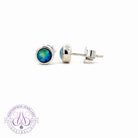 Sterling Silver 4mm Opal triplet bezel studs round