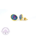 Gold Plated Sterling Silver 10x8mm Opal triplet Oval bezel set studs