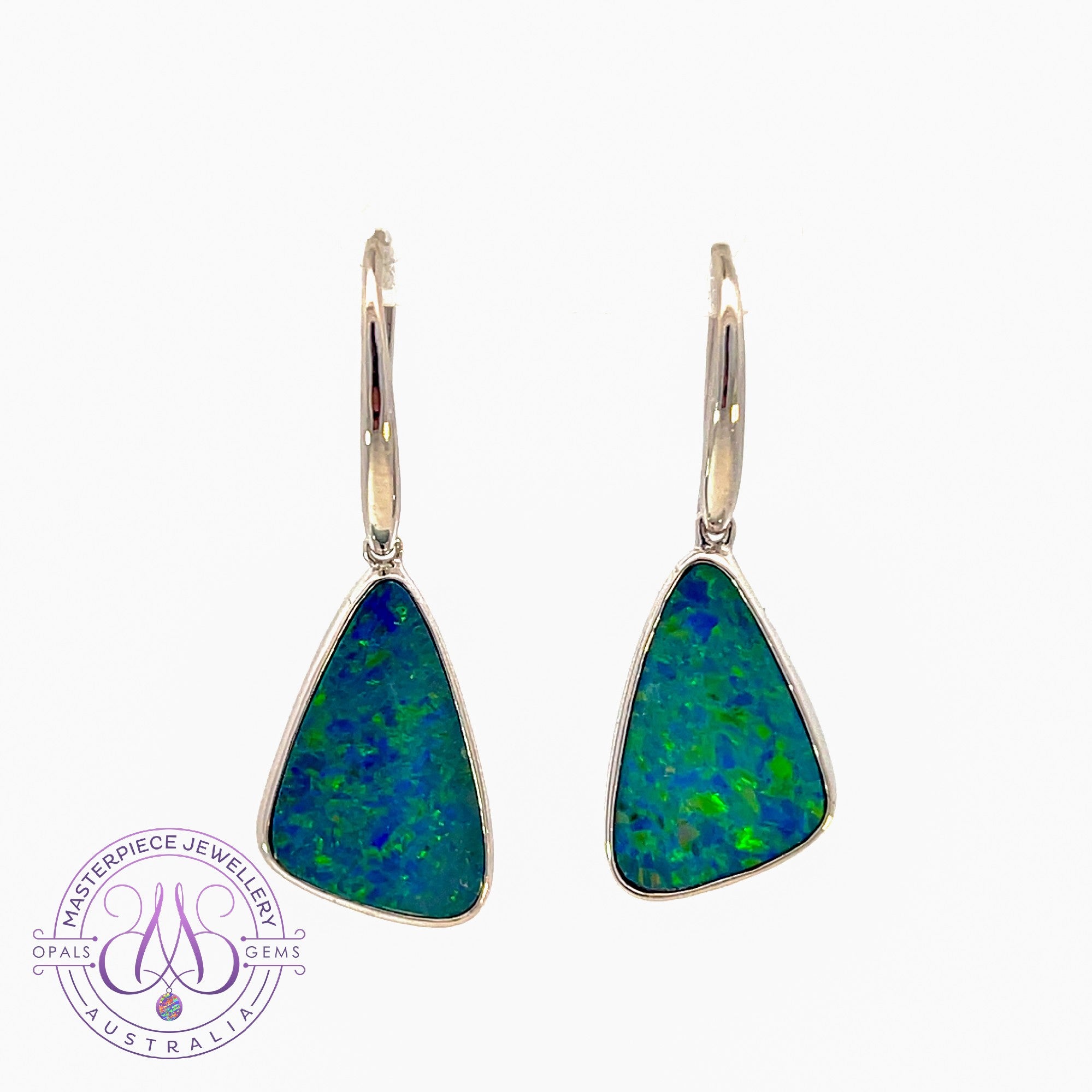 Sterling Silver Triangle shape Opal doublet earrings