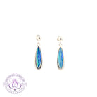 Sterling Silver long pear shape Opal doublet drop earrings