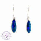 Sterling Silver dangling long blue opal doublet earrings