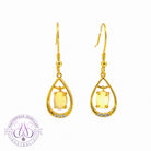 Gold Plated silver dangling pearshape frame dangling 7x5mm Opal earrings