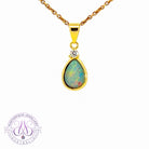 Yellow Gold plated silver pearshape bezel set opal triplet pendant