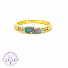 Gold plated Silver two pearshape opal triplet 5x3mm ring