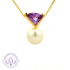 18kt Yellow Gold South Sea 14mm Pearl and Amethyst pendant