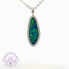 14kt White Gold cluster style Opal 3.45ct and diamonds pendant