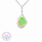 14kt White Gold Crystal Opal 2.77ct and White Sapphires 0.10ct pendant