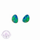 One 14kt White Gold Opal doublet studs 11x8mm