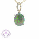 14kt White gold Black Opal 13x10.9mm Pendant with diamonds