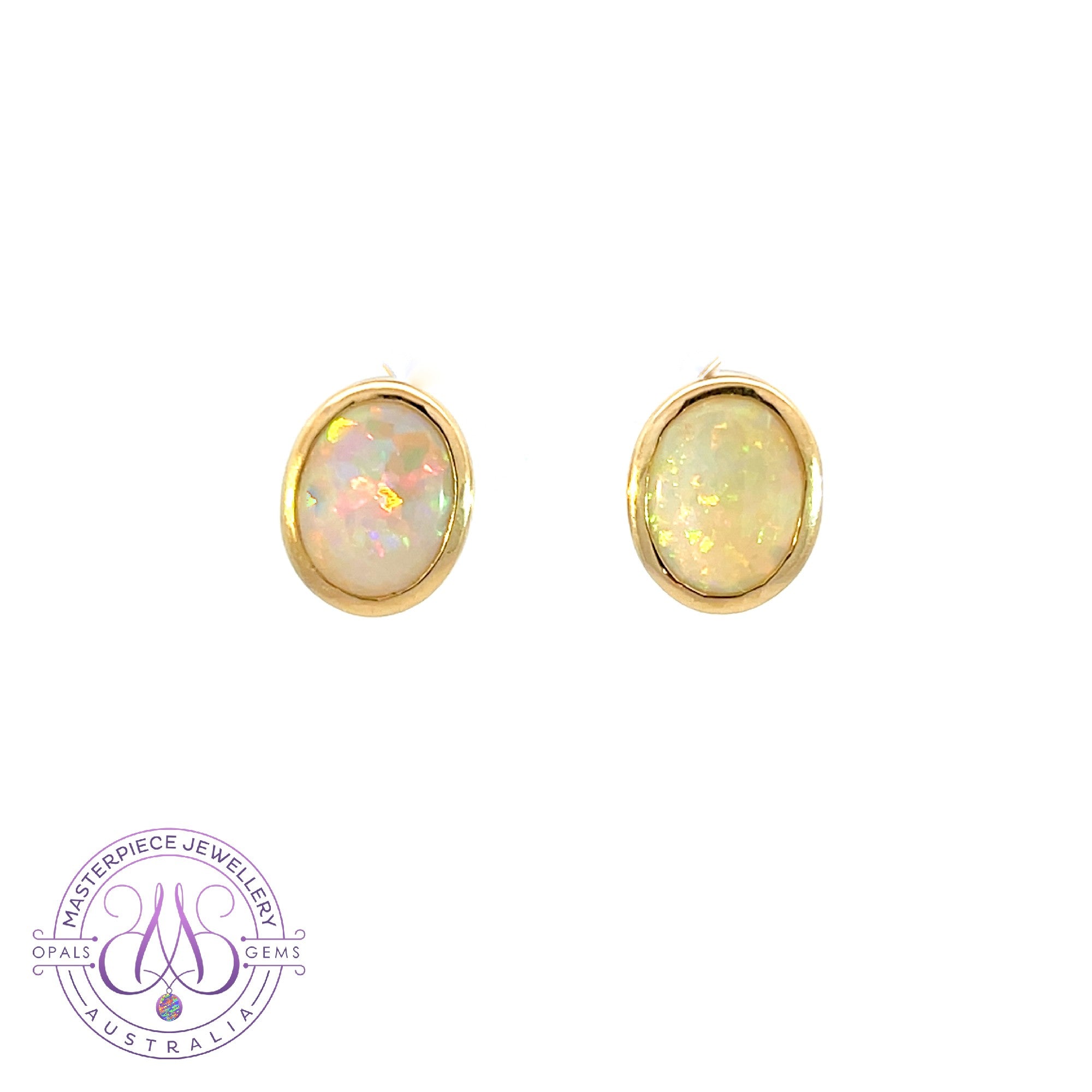 14kt Yellow Gold Black Opal studs