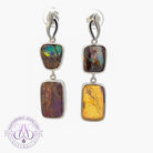 Sterling Silver double dangling Boulder Opal earrings