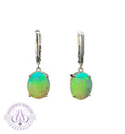 14kt White gold Huggie U-shape dangling Crystal Opal 3.97ct earrings