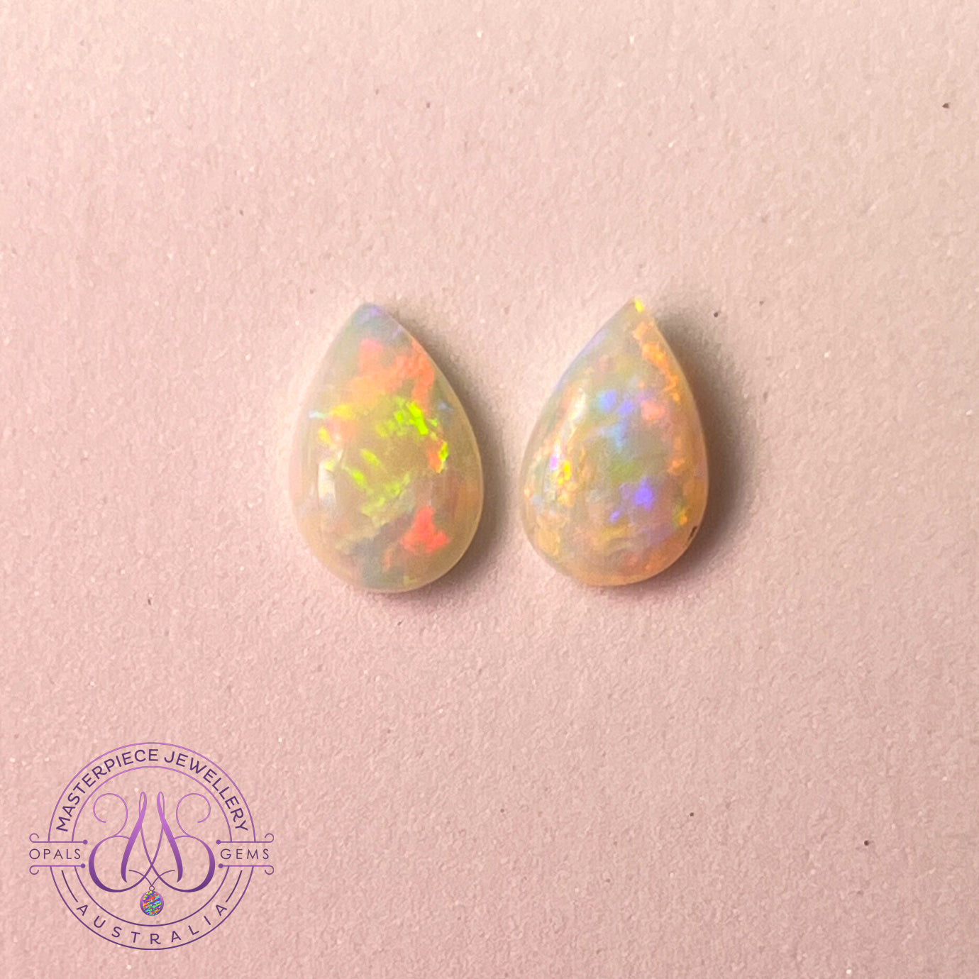 Pair of 12x8mm White Opal pearshape loose stones