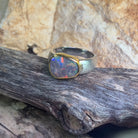 Silver matte Gold plate Boulder Opal ring 4.93ct - Masterpiece Jewellery Opal & Gems Sydney Australia | Online Shop