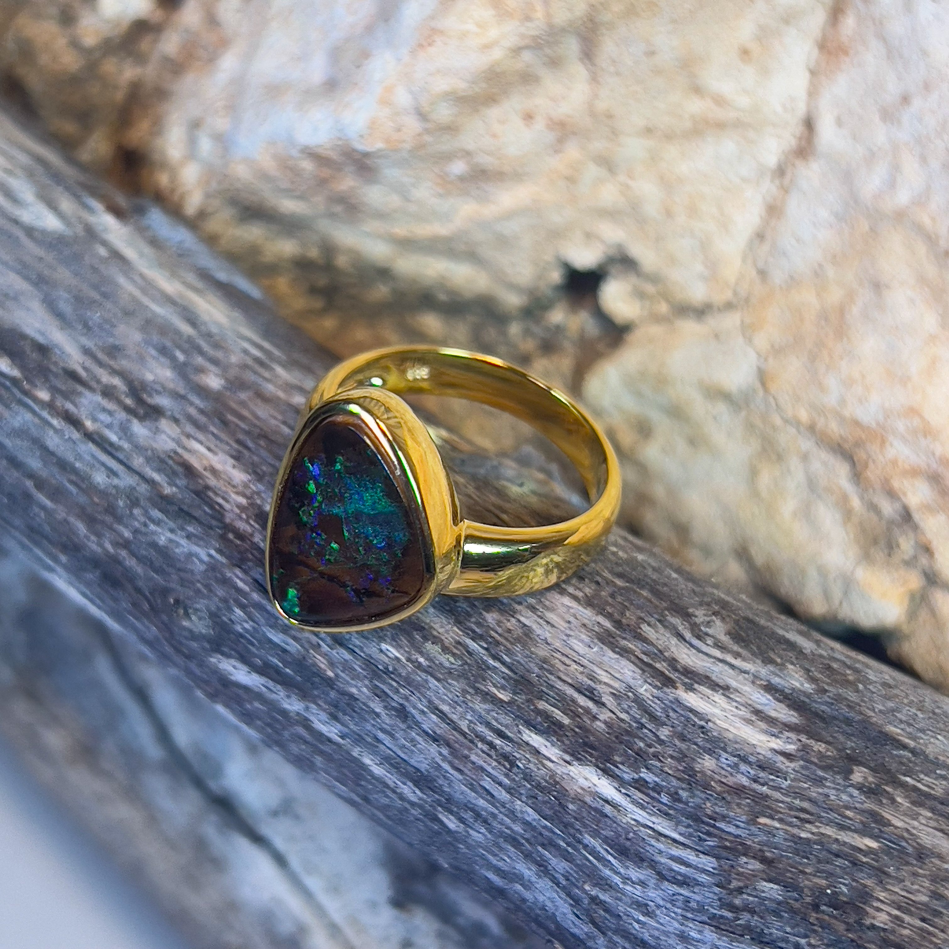 Gold plated sterling silver Boulder Opal 4.6ct - Masterpiece Jewellery Opal & Gems Sydney Australia | Online Shop