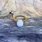 Gold plated Sterling Silver 1.8ct White Opal solitaire ring - Masterpiece Jewellery Opal & Gems Sydney Australia | Online Shop