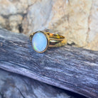 Gold plated sterling silver Light Opal 1.4ct Oval bezel set ring - Masterpiece Jewellery Opal & Gems Sydney Australia | Online Shop