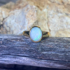 Gold plated sterling silver Light Opal 1.4ct Oval bezel set ring - Masterpiece Jewellery Opal & Gems Sydney Australia | Online Shop