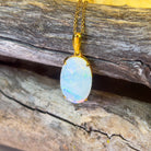 Gold plated sterling silver 4.85ct White Opal claw set pendant - Masterpiece Jewellery Opal & Gems Sydney Australia | Online Shop