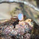 Rose Gold plated sterling silver 8x6mm White Opal ring bezel set - Masterpiece Jewellery Opal & Gems Sydney Australia | Online Shop