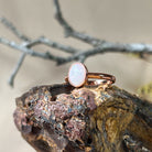 Bezel-Set Solitaire White Opal Ring - 10x8mm, Rose Gold-Plated Sterling Silver, Elegant Minimalist Jewelry, Perfect Gift for Her - Masterpiece Jewellery Opal & Gems Sydney Australia | Online Shop