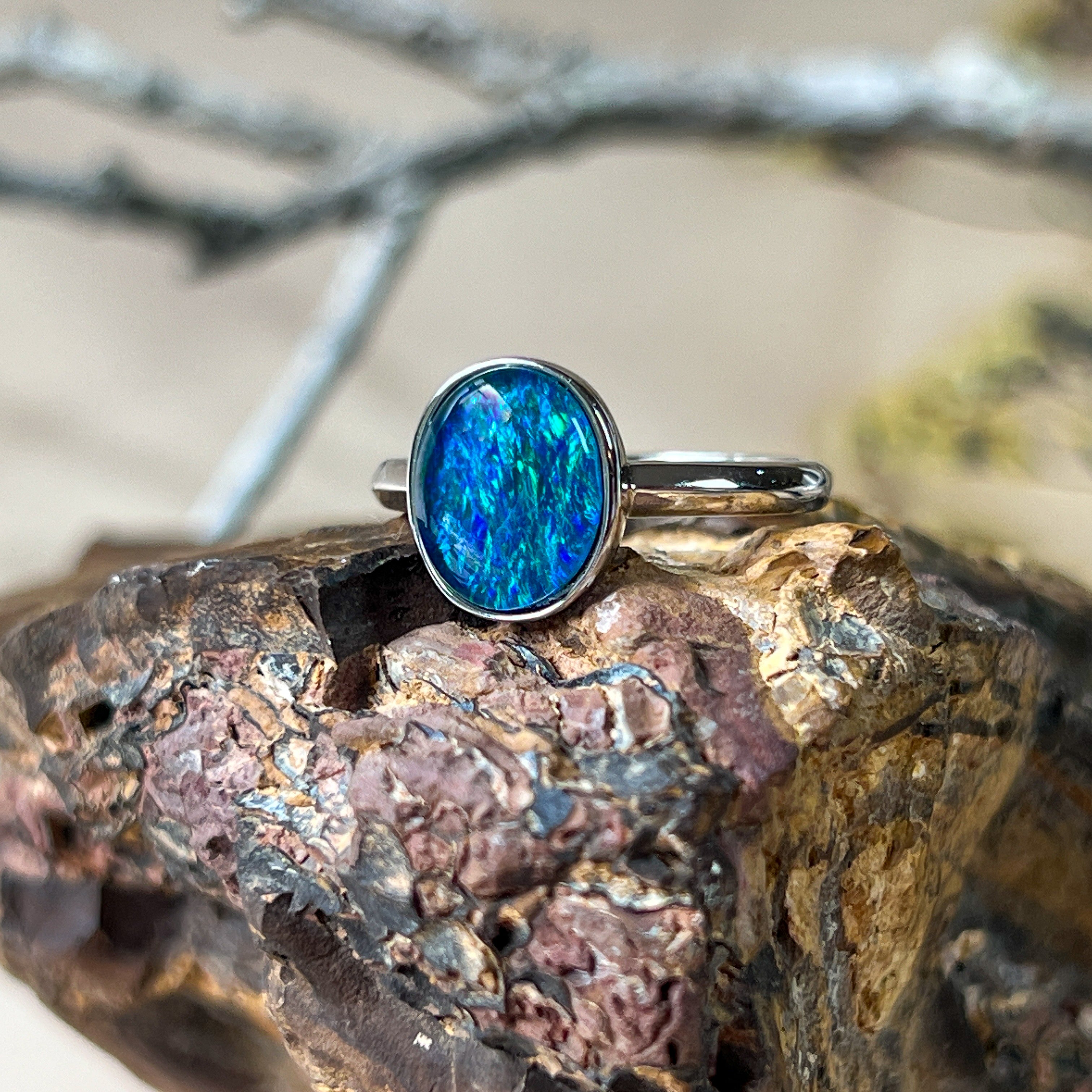 Minimalist hot sale opal ring