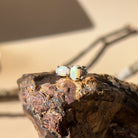 Pair of Sterling Silver 6x4mm White Opal earrings studs claw set - Masterpiece Jewellery Opal & Gems Sydney Australia | Online Shop