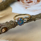 Gold plated Silver 10x8mm Opal triplet trilogy ring - Masterpiece Jewellery Opal & Gems Sydney Australia | Online Shop