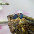 Sterling silver opal doublet 8x6mm oval studs - Masterpiece Jewellery Opal & Gems Sydney Australia | Online Shop