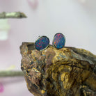 Sterling silver opal doublet 8x6mm oval studs - Masterpiece Jewellery Opal & Gems Sydney Australia | Online Shop