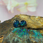 Sterling Silver Bezel Studs, 8x6mm Triplet Opal Earrings, Handmade Dainty Birthstone Jewelry, Perfect Gift for Her - Masterpiece Jewellery Opal & Gems Sydney Australia | Online Shop